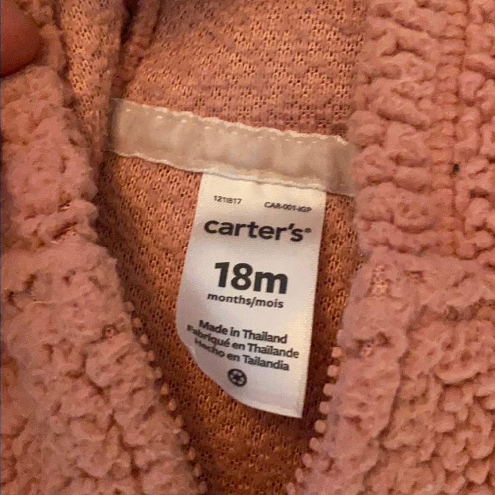 Carter’s Pink Fleece Jacket with hood - Picture 2 of 3